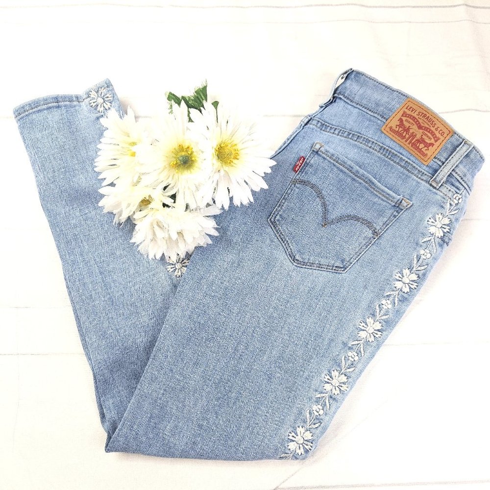 Levi's 711 Floral Embroidered Skinny Jeans SZ 25